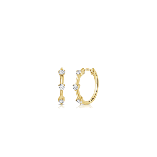 Spaced Bezel Set Diamond Huggie Hoop Earrings