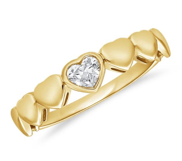 Bezel Set Diamond Heart Band