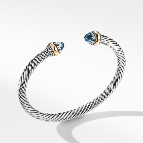 Cable Classic Bracelet with Blue Topaz and Gold