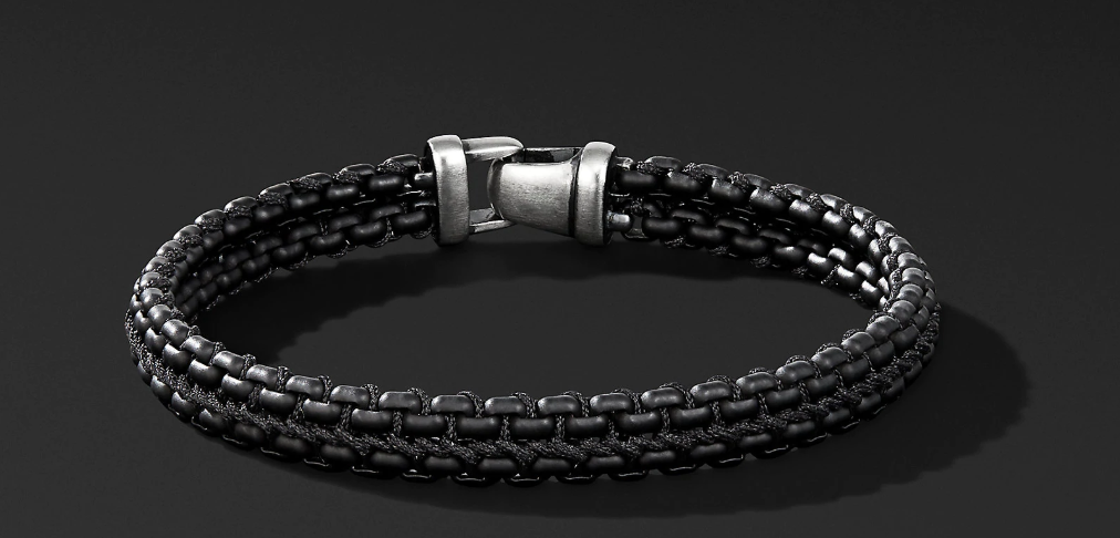 Woven Box Chain Bracelet in Black