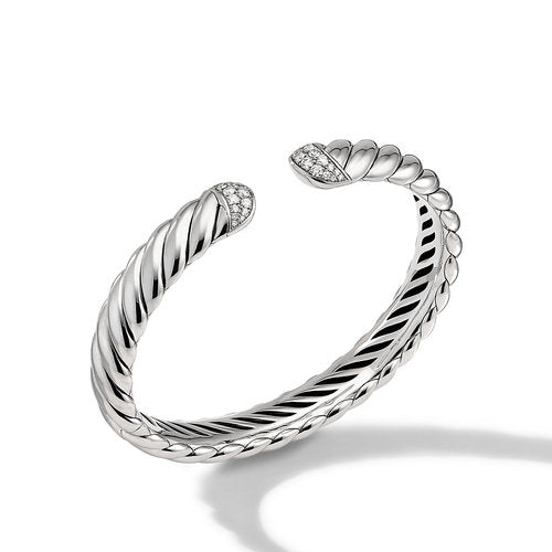 Sculpted Cable Cuff Bracelet with Pavé Diamonds