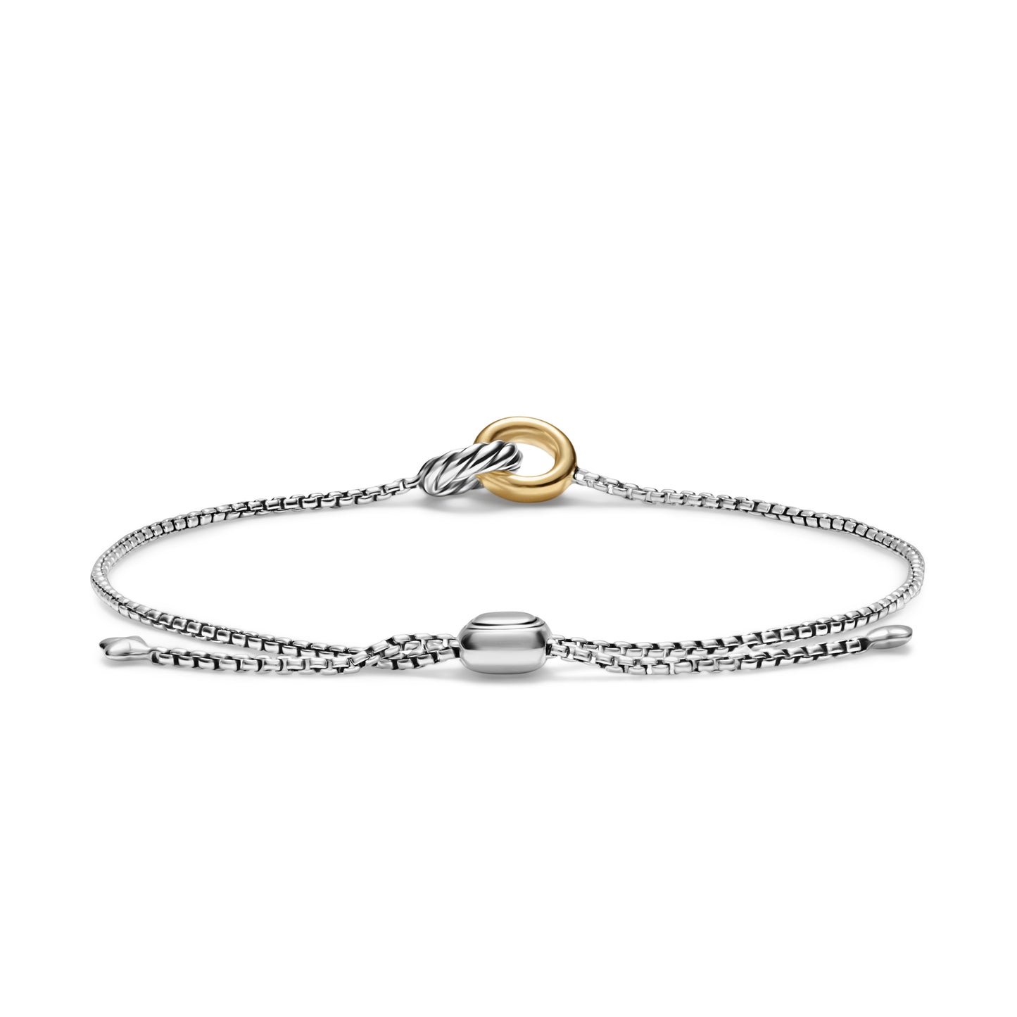 Petite Cable Linked Bracelet in Sterling Silver with 14K Yellow Gold, 15mm