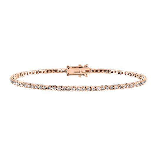 Round Diamond Tennis Bracelet in Rose Gold