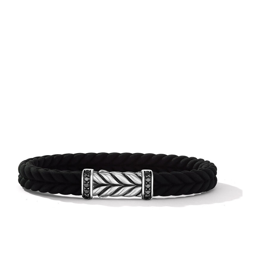 Chevron Black Rubber Bracelet with Pavé Black Diamonds