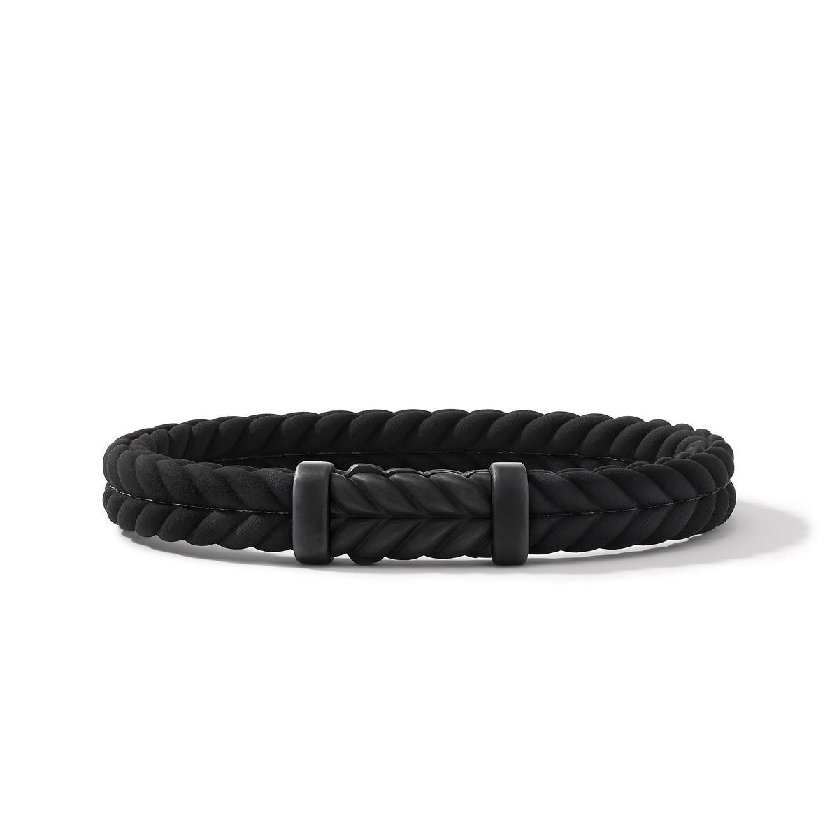 Chevron Bracelet in Black Rubber with Black Titanium, 9mm