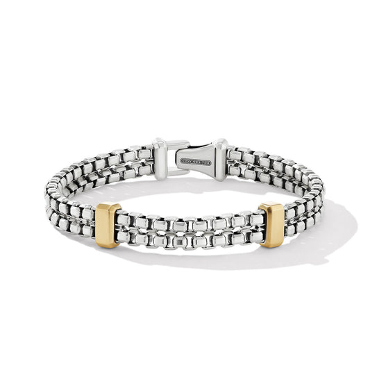 Double Box Chain Bracelet with 18K Yellow Gold