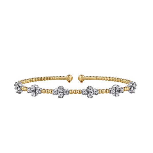 Cluster Diamond Cuff Bangle Bracelet