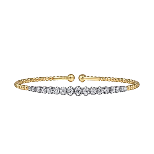 Graduated Diamond Bar Open Bangle Bracelet