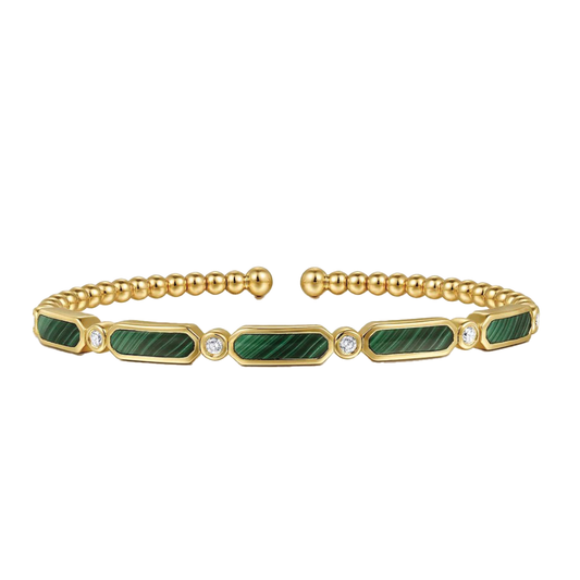 Malachite Bangle Bracelet with Diamonds