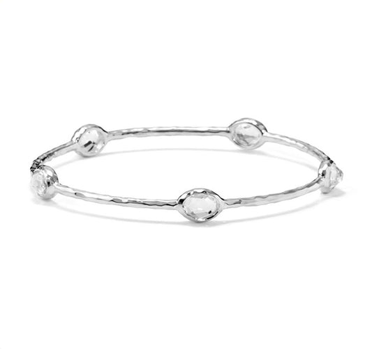 Silver Rock Candy 5-Stone Bangle in Clear Quartz