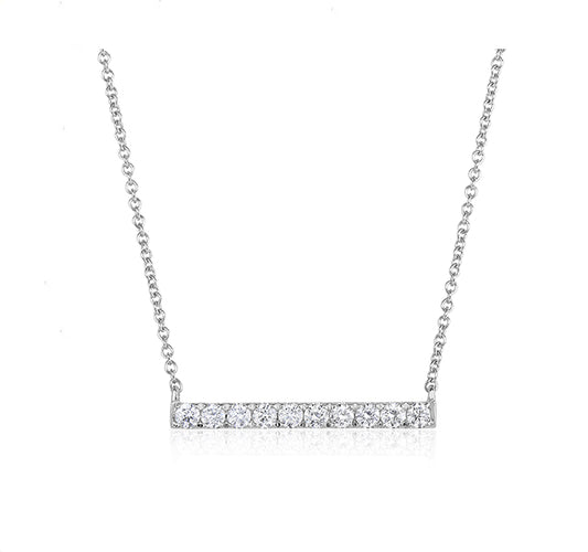 White Gold Diamond Bar Necklace