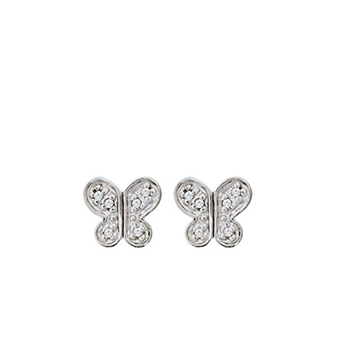 Diamond Butterfly Earrings in Sterling Silver