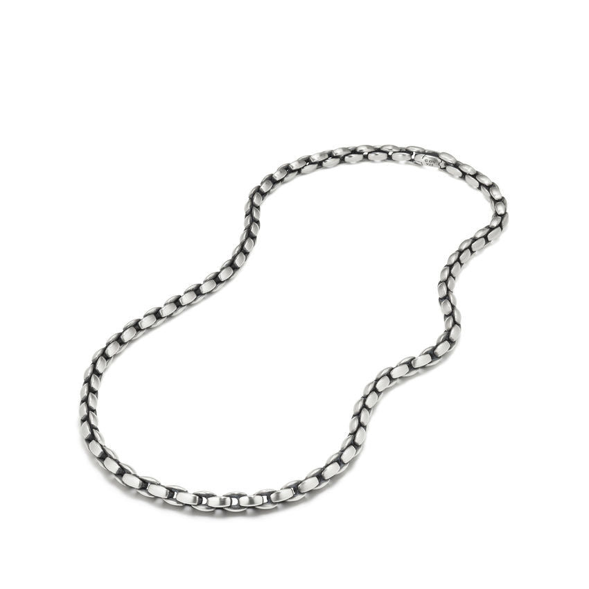 Elongated Box Chain Necklace in Sterling Silver, 6mm