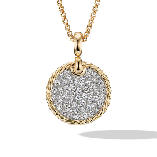 DY Elements® Disc Pendant in 18K Yellow Gold with Pavé Diamonds