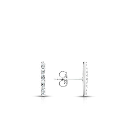 Diamond Bar Studs in White Gold