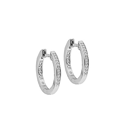 Diamond Hoop Earrings in Sterling Silver