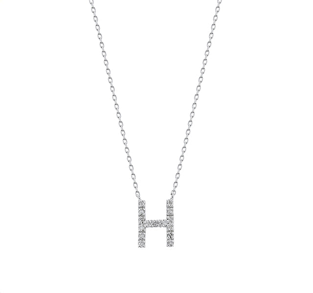 Diamond Letter "H" Necklace in Sterling Silver