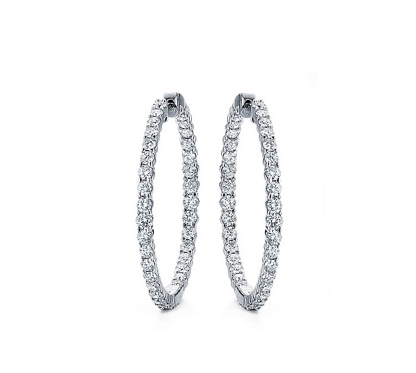 French Cut Diamond Hoops in White Gold