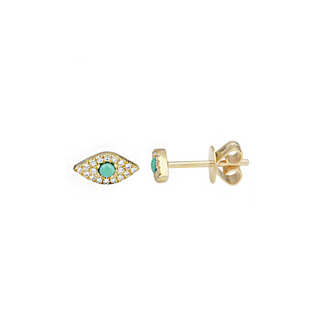 Turquoise & Diamond Evil Eye Studs