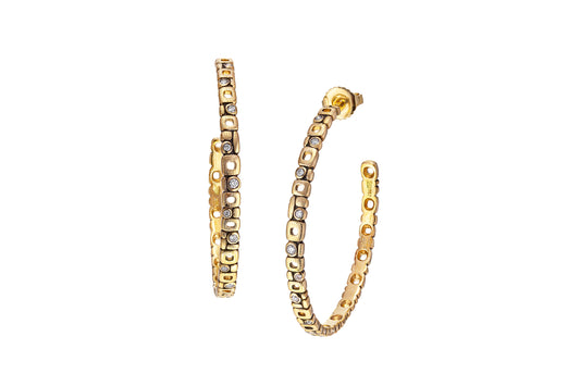 "Micro Windows" Hoop Earrings with Diamonds