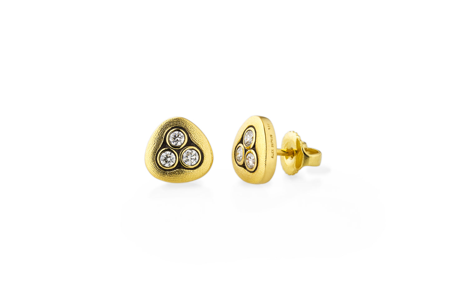 18k Gold Swirling Water Diamond Studs