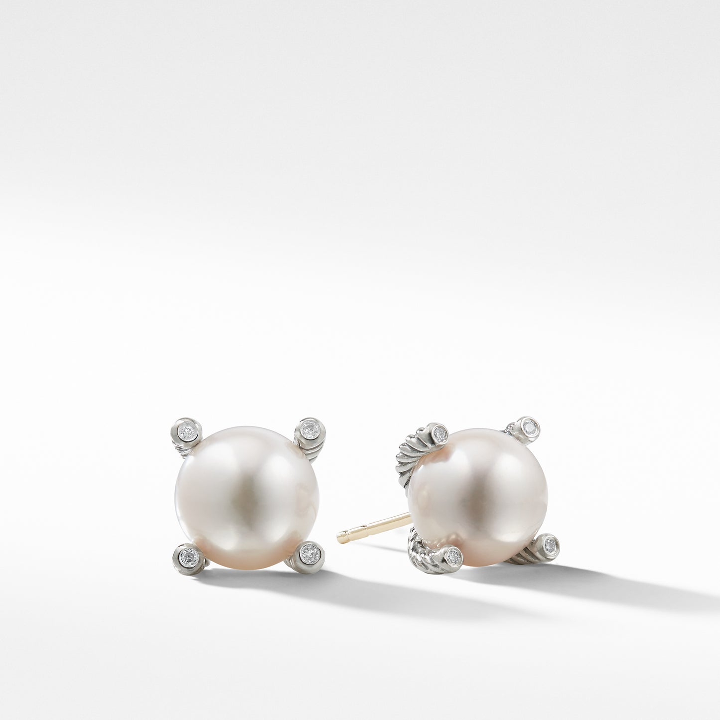 Pearl Earrings with Diamonds