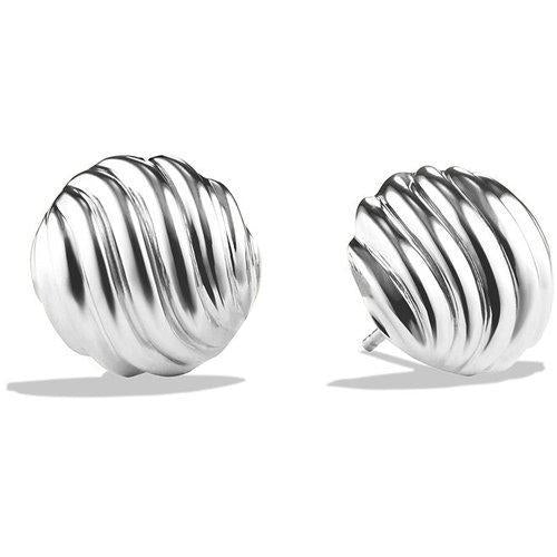 Sculpted Cable Stud Earrings in Sterling Silver