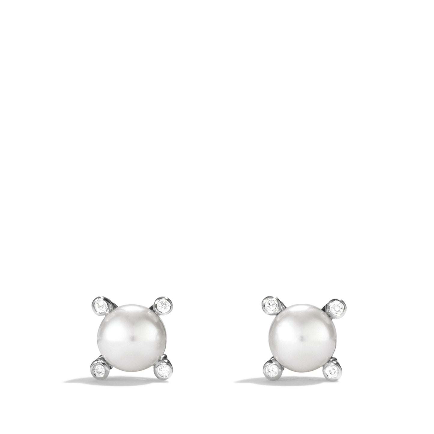 Small Pearl Earrings with Diamonds