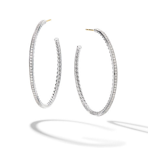 Large Hoop Earrings with Pavé Diamonds