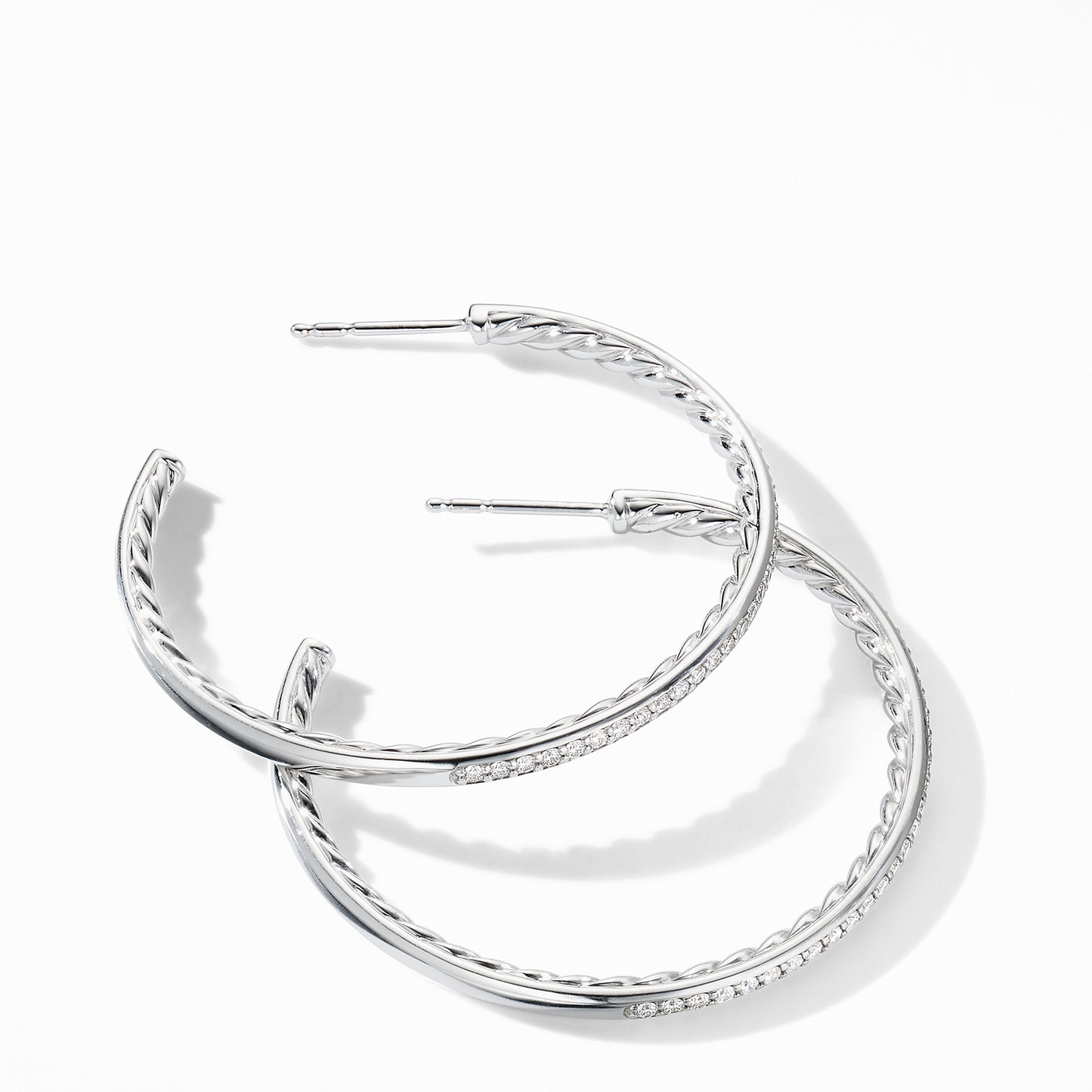 Medium Hoop Earrings with Pavé Diamonds