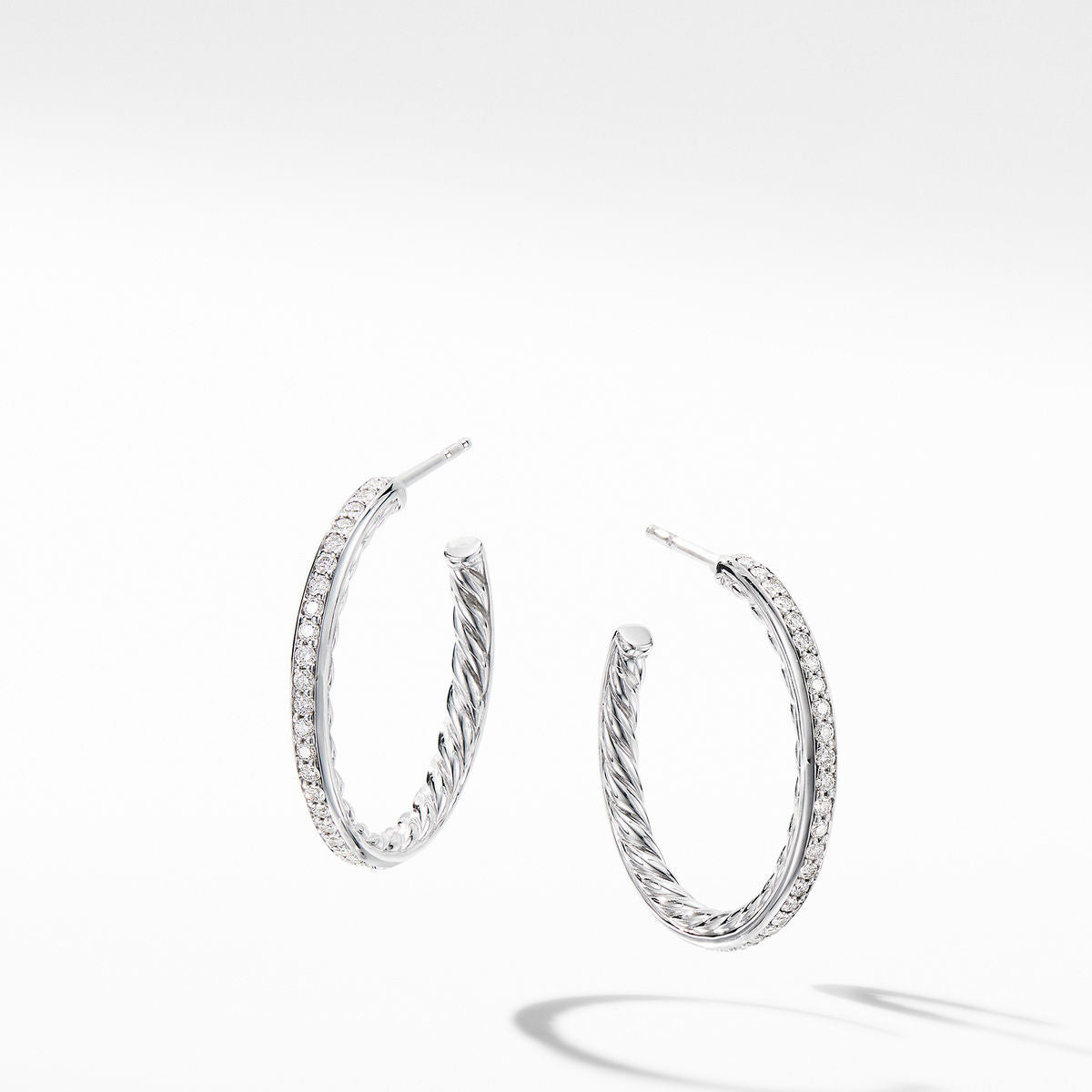 Small Hoop Earrings with Pavé Diamonds