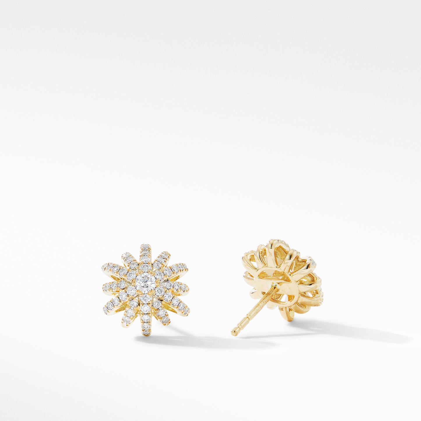 Starburst Small Stud Earrings in 18K Yellow Gold with Pavé Diamonds