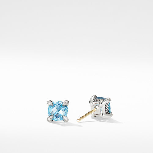 Chatelaine® Stud Earrings with Blue Topaz and Diamonds