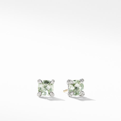 Chatelaine® Stud Earrings with Prasiolite and Diamonds