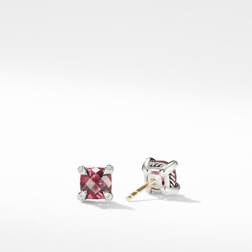 Chatelaine® Stud Earrings with Rhodalite Garnet and Diamonds