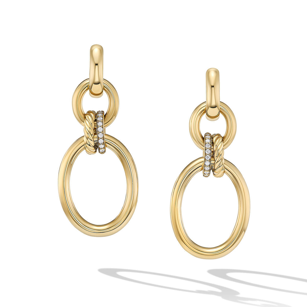 DY Mercer Circular Drop Earrings in 18K Yellow Gold with Pavé Diamonds