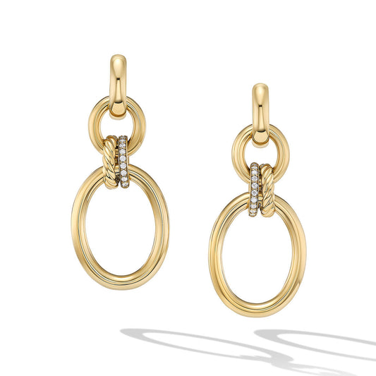 DY Mercer Circular Drop Earrings in 18K Yellow Gold with Pavé Diamonds