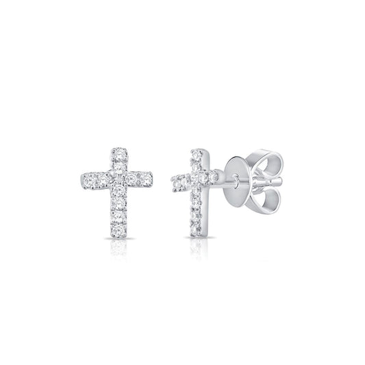 Cross Diamond Stud Earrings