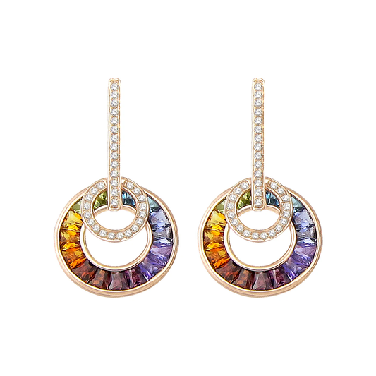 Poetry in Motion Multicolor Gemstone and Diamond Earrings with Circle Drops