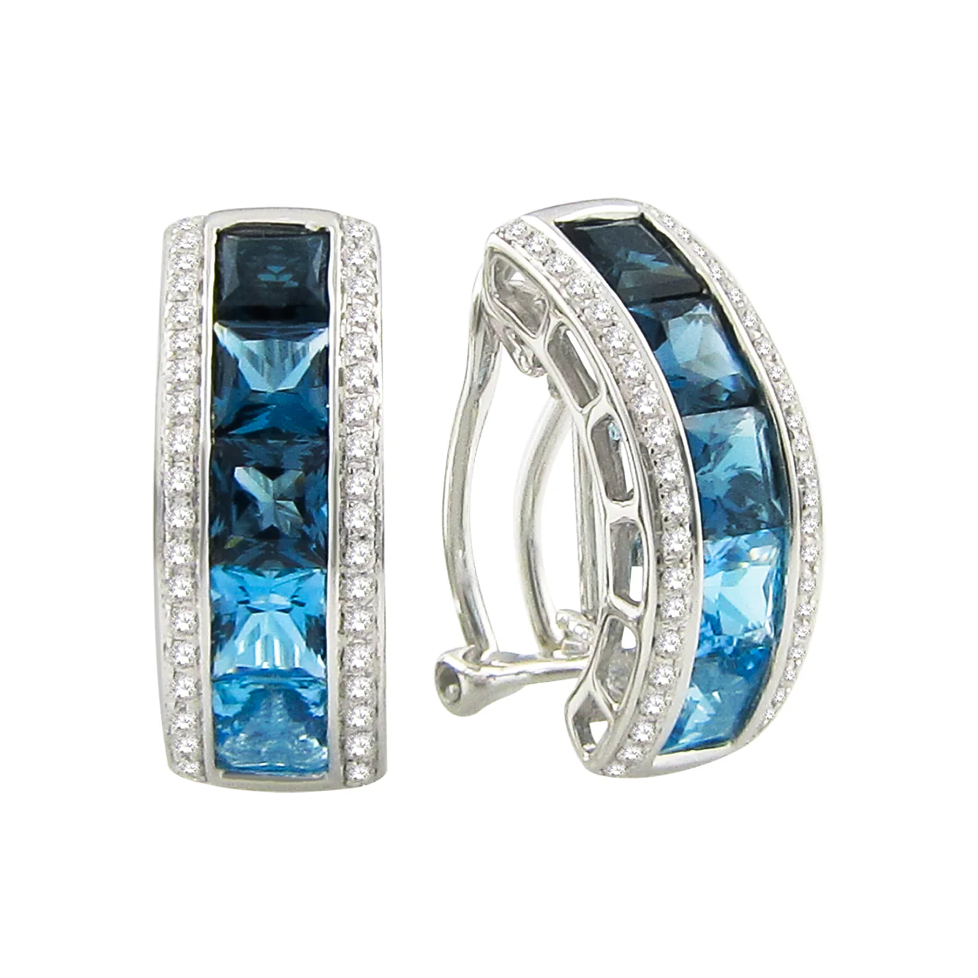 Eternal Love Hoop Earrings with Diamonds and Londona and Swiss Blue Topaz