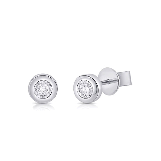 Bezel Set Classic Diamond Stud Earrings