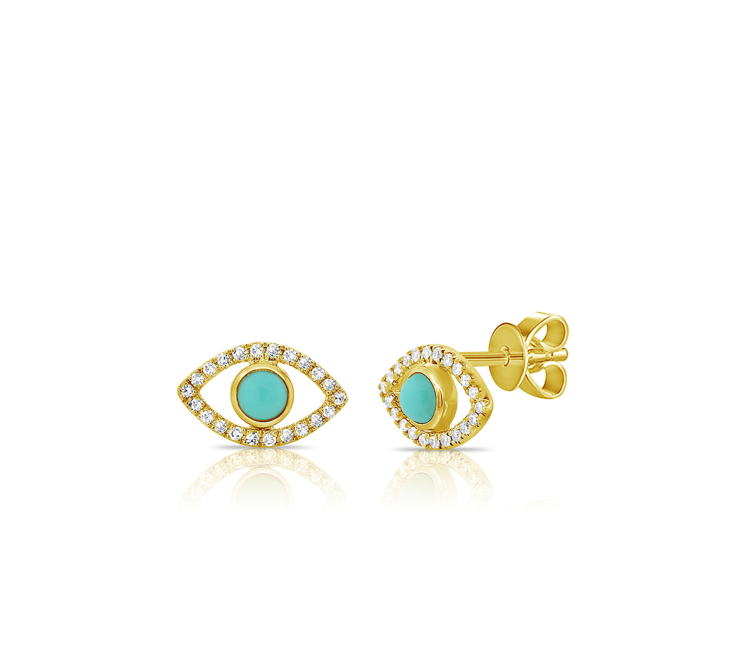 Evil Eye Stud Earrings in Gold