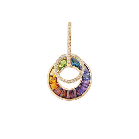 Poetry In Motion Enhancer with Diamond and Multicolor Gemstone Circle Drop