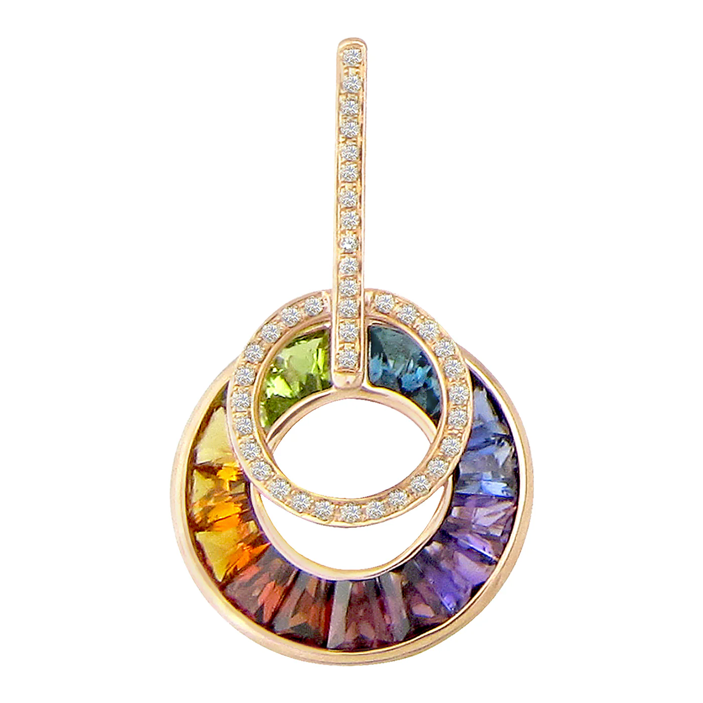 Poetry In Motion Enhancer with Diamond and Multicolor Gemstone Circle Drop