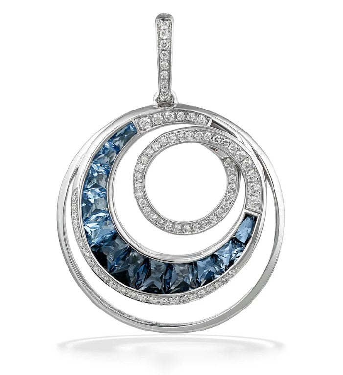 Malibu Wave Collection Enhancer with Diamond, London Blue Topaz and Swiss Blue Topaz