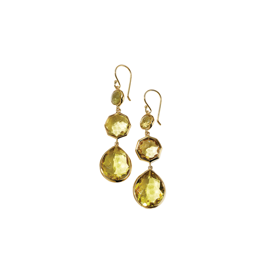 'Rock Candy' Small Crazy 8's Earrings in Green Gold Citrine