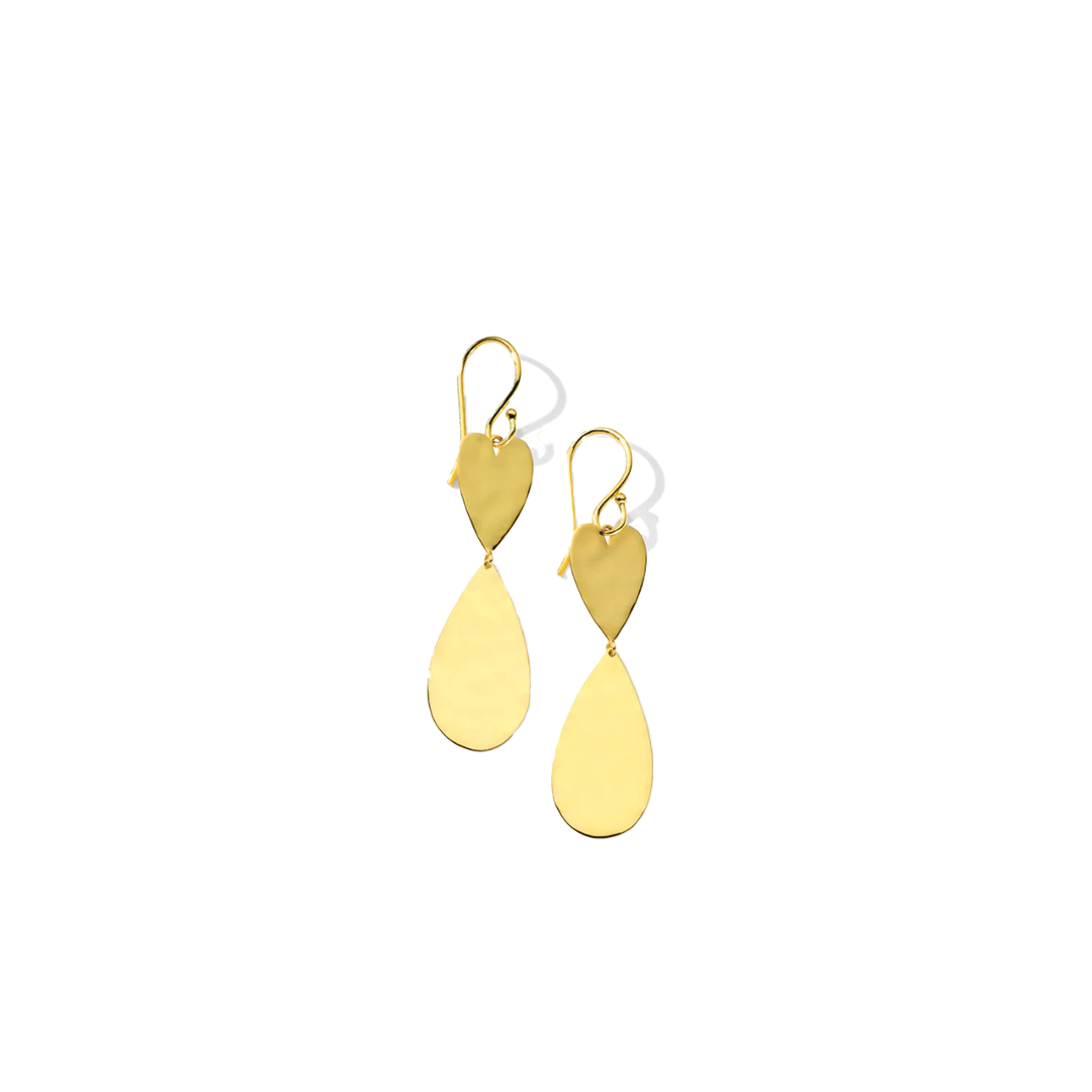 'Classico' Crinkle Heart & Teardrop Dangle Earrings