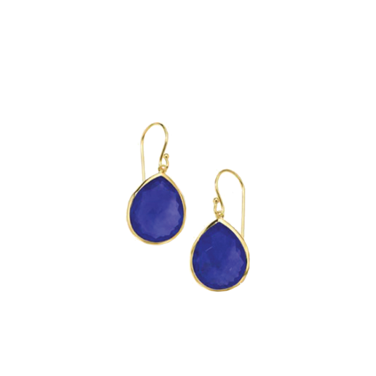 'Rock Candy' Medium Teardrop Earrings with Lapis Lazuli and Rock Crystal