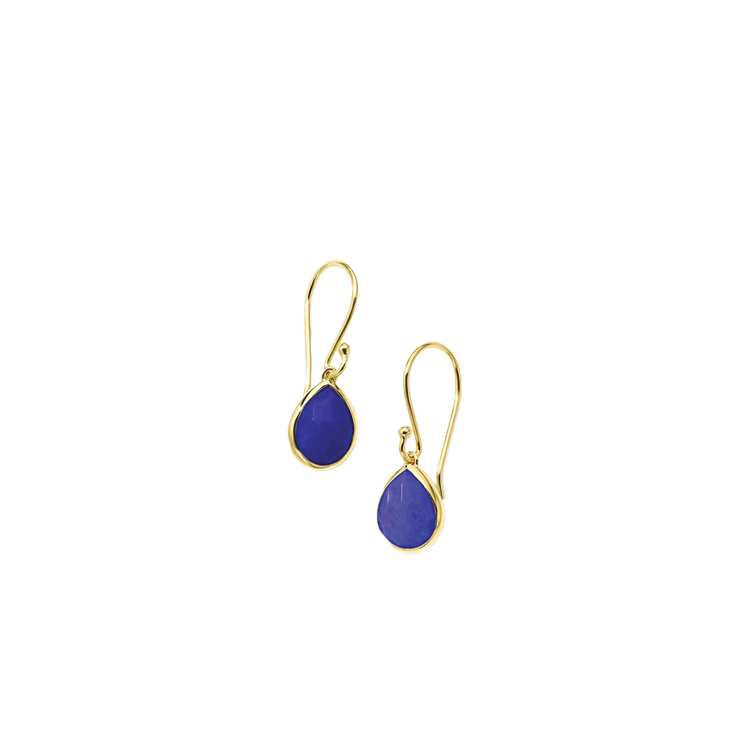 'Rock Candy' Teeny Teardrop Earrings with Lapis Lazuli and Rock Crystal