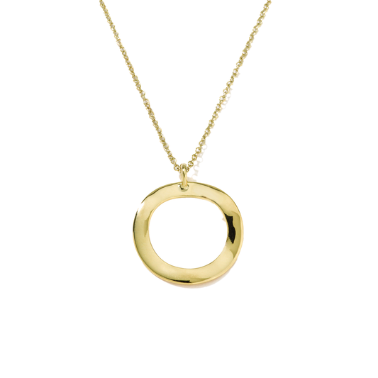 'Classico' Short Mini Wavy Circle Pendant Necklace